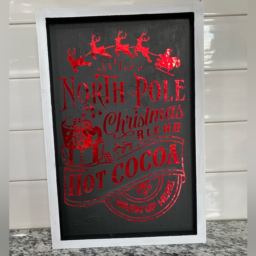 New! North Pole Christmas blend hot cocoa sign